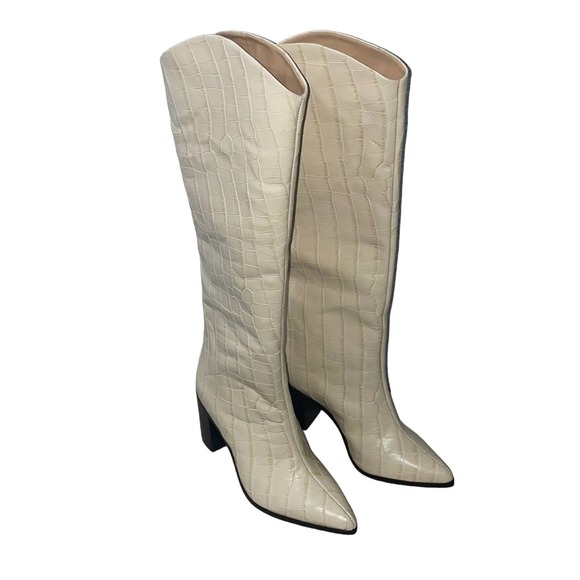 Schutz Analeah Egg Shell Croc Boots - Picture 4 of 13
